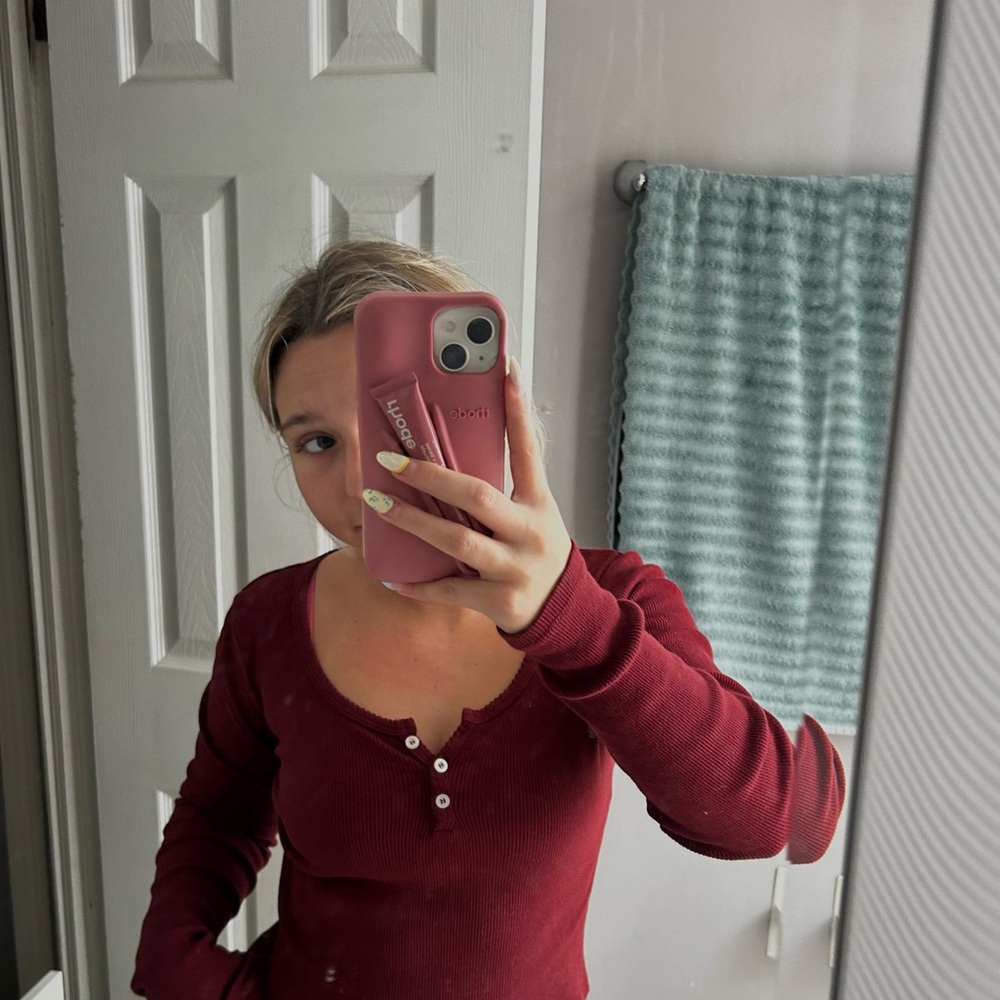 Brandy Melville Deep Red Long Sleeve Top